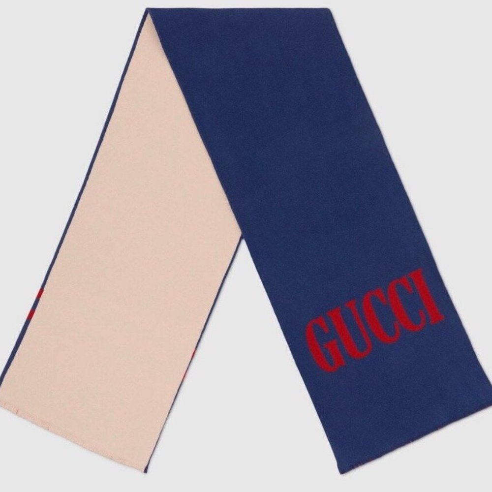 Gucci Jacquard Wool Silk Scarf